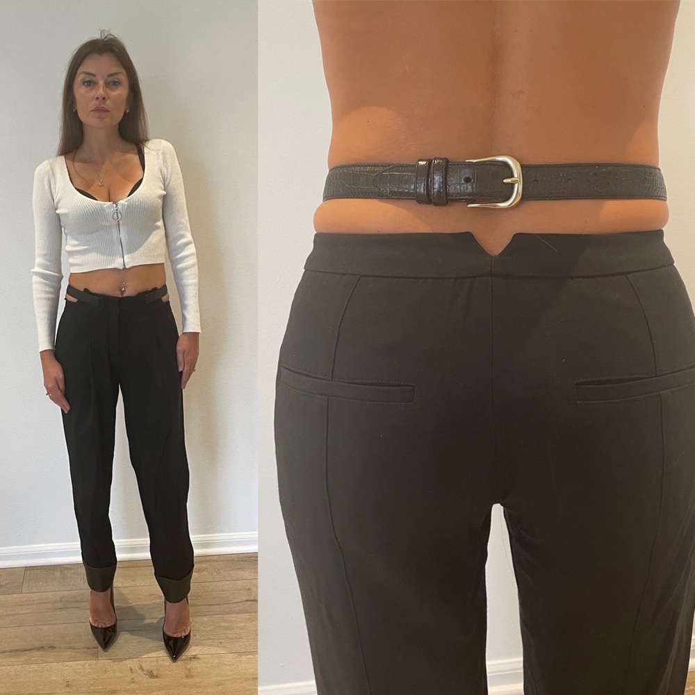 Alexander Wang Belted Womens Lambskin Leather Bottom Trousers Size 0